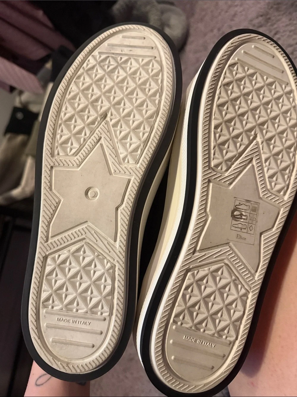 Dior Black Canvas Low-Top Platform Sneakers with White Sole